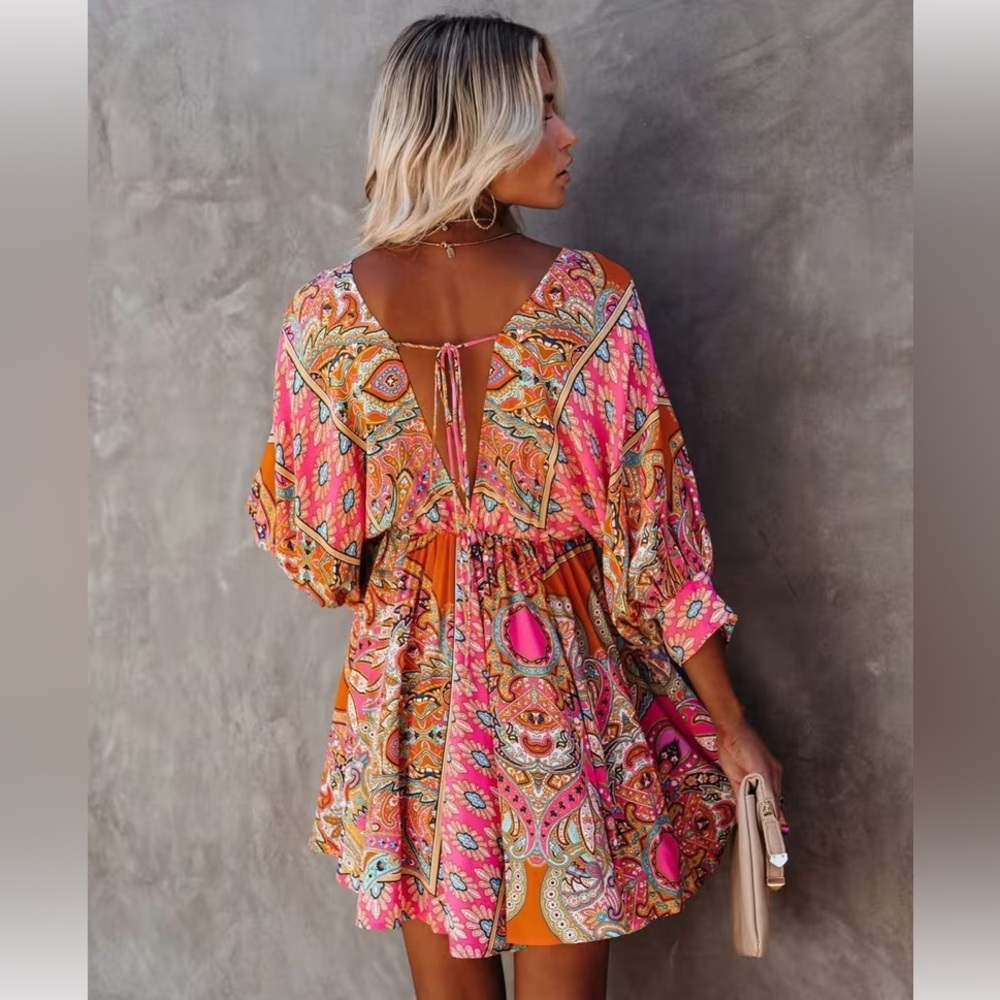 Vici Pink Patchwork Boho Dress - image 3